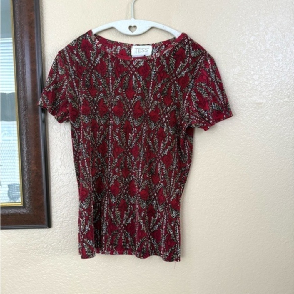 Vintage Tess Animal Print Ribbed Top Size Small